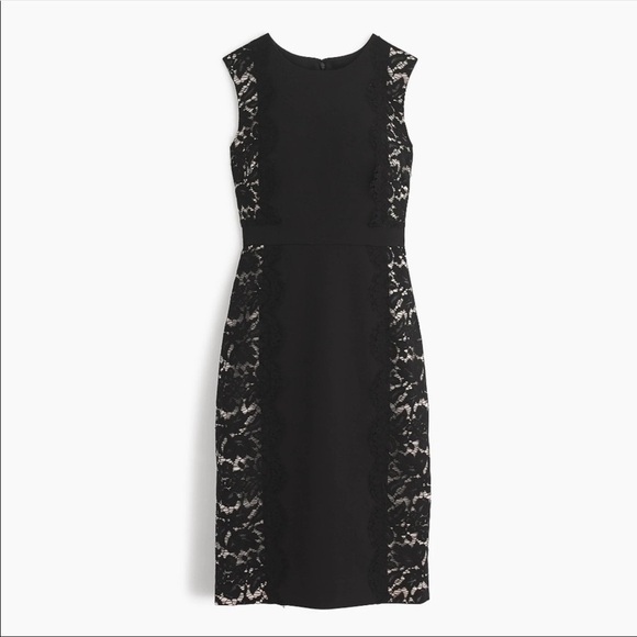 J Crew Black Lace Panel Dress 00 - Picture 3 of 7